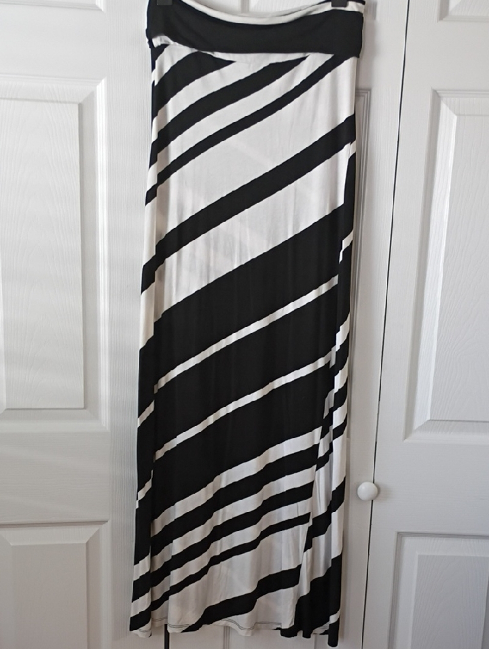 Ocean Drive Black & White Diagonal Stripe Maxi Dress
